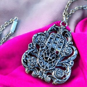 Vintage Moroccan tourist souvenir hamsa pendant